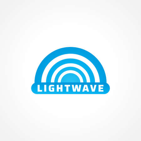 Light Wave Logo Design Concept for Lighting Professional Company, Laser Art Show, Multimedia Event, Technology, Power and Energy or etc. Blue and White Colorのイラスト素材