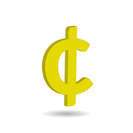 3D Vector illustration of Cent sign isolated in white color background. Currency symbol of basic monetary unit.のイラスト素材