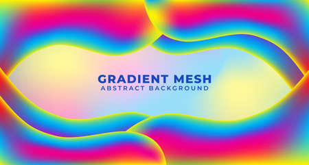 Colorful abstract liquid 3d shapes. Beautiful wavy rainbow fluid gradient background. Futuristic wallpaper design template for banner, poster, cover, flyer, presentation, advertising, landing pageのイラスト素材