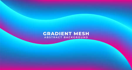 Neon Glowing Fluid Wave, Hi-Tech Futuristic Abstract Background Template. Luminous Fluorescent Design Element with Copy Space for Text for Music Poster, Cover, Banner, Placard, Flyer, Presentationのイラスト素材