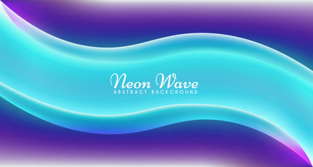 Glowing neon wave frame. Beautiful wavy shimmering fantasy shape. Luminous violet purple cyan blue gradient light. Abstract Futuristic sci-fi background design for wallpaper, banner, advertising etcのイラスト素材