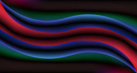 Dark wave with red blue gradient light effect. Retro futuristic fluid neon color. Abstract background design template for wallpaper, banner, poster, cover, flyer, presentation, advertising etcのイラスト素材