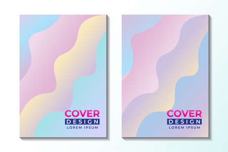 Minimal Cover Design Template with Abstract Wavy Liquid Background in Pastel Multicolor Gradient.  Included Editable Text Style.のイラスト素材