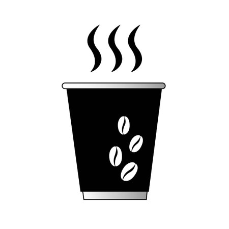 Cup coffee black and white color vector illustratorのイラスト素材