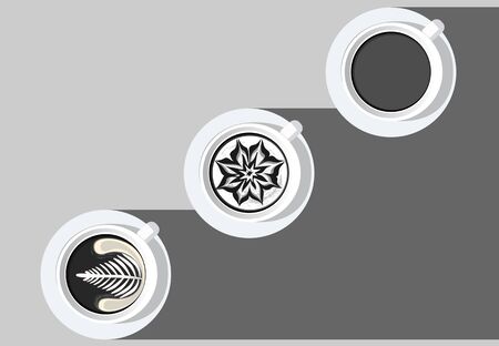 latte coffee art white cup black and white vector illustrator Ep.1のイラスト素材
