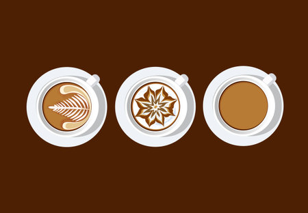 latte coffee art white cup vector illustrator Ep.1のイラスト素材