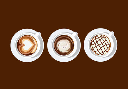 latte coffee art white cup vector illustrator Ep.2のイラスト素材