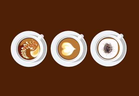 latte coffee art white cup vector illustrator Ep.3のイラスト素材