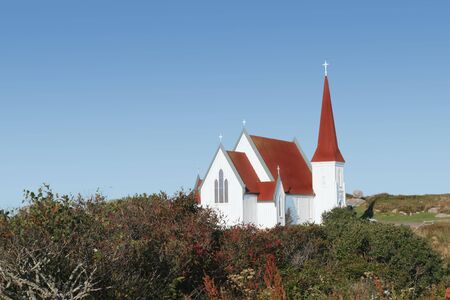 The village church in Peggy's Cove, Nova Scotia, Canadaの写真素材