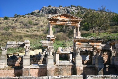 Ruins of Traian Fountain in Ephesus, Turkey.の写真素材