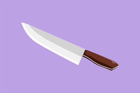 Graphic flat design drawing stylized knife store logo. Kitchen knife banner poster. Food business restaurant food court area theme. Fast food menu restaurant badge. Cartoon style vector illustrationのイラスト素材