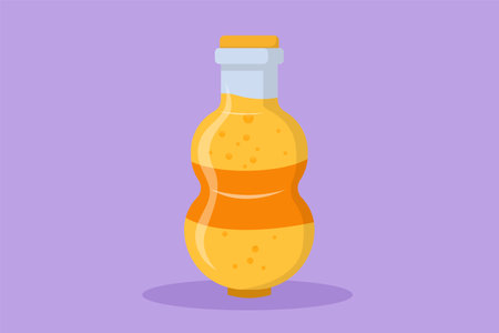 Cartoon flat style drawing fresh soft drink on plastic bottle logo label. Emblem drink store for restaurant, shop, food delivery service. Refreshing drink in summer. Graphic design vector illustrationのイラスト素材