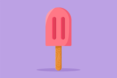 Graphic flat design drawing fresh sweet ice cream store logo. Ice cream stick cafe menu and restaurant badge concept. Street food delivery service template. Sweet frozen dessert. Cartoon style vectorのイラスト素材