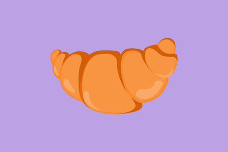 Graphic flat design drawing fresh online sweet croissant shop logo. Breakfast food cafe menu, restaurant badge concept. Street food logotype for flyer, sticker, icon. Cartoon style vector illustrationのイラスト素材
