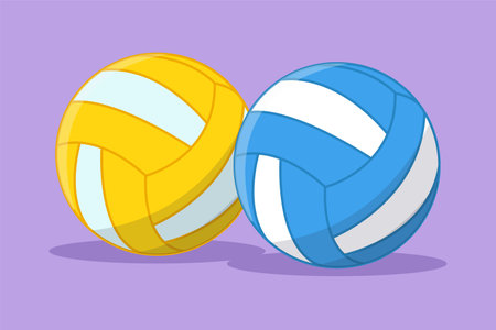 Character flat drawing ball for volleyball logotype, label, template, symbol. set of multicolored balls for volleyball, pioneerball, handball. Sport and recreation. Cartoon design vector illustrationのイラスト素材