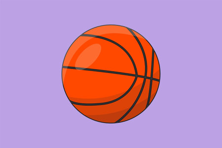 Cartoon flat style drawing basketball ball icon label. Athletic equipment. Sport education. Textured ball for indoor sport. Team game tournament, competition poster. Graphic design vector illustrationのイラスト素材
