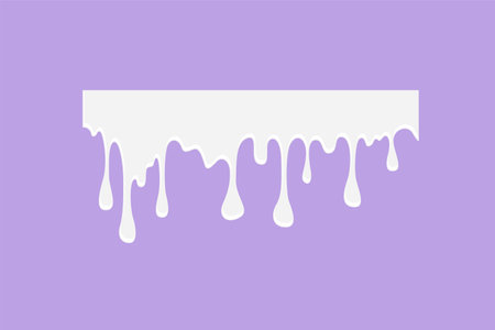 Character flat drawing drip and flow of water or milk. Abstract splash of white liquid. Drop and splashing cream or yogurt. Stream and stain paint, design element. Cartoon design vector illustrationのイラスト素材