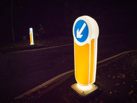 Keep Left Sign in the UK - night photography
