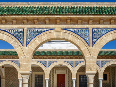 MONASTIR, TUNISIA, AFRICA JUNE, 2010: Beautiful wall with colorful details of the first Tunisian President Habib Bourguiba museum in Monastir, Tunisia, Africa.のeditorial素材