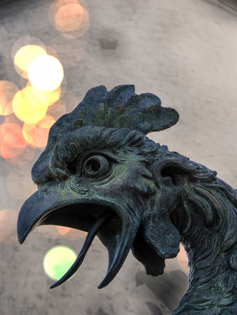 Close up view of a dragon's statue's head in the old Trsat castle. Rijeka Croatia.の写真素材