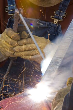 A welder working