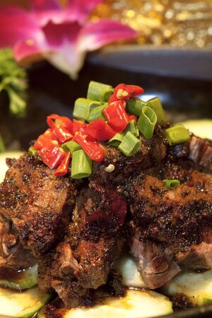 A thai food dish called crying tigerの写真素材