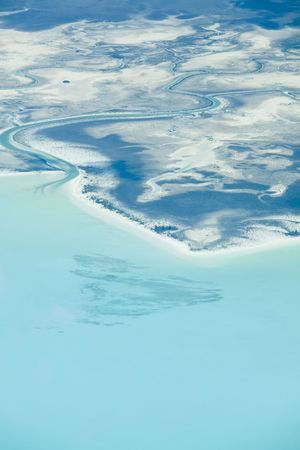 Aerial view of islands in the Caribbean from a private planeの写真素材