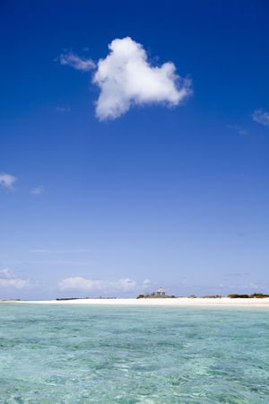 View of an island in the Caribbean from a boatの写真素材