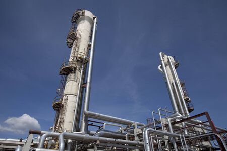 Piping in a gas compressor plantの写真素材