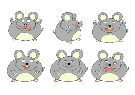 fat mouse many emotionsのイラスト素材