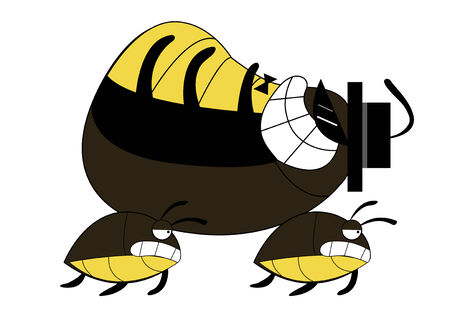 funny run carry cockroach cartoonのイラスト素材