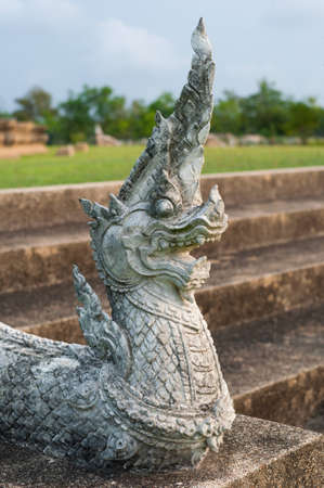 Stucco of naga used as handrailの写真素材