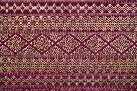 Handmade Thai silk fabric with Thai designの写真素材