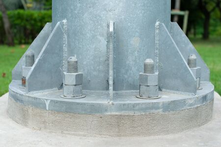 Double nut fastening technique to prevent loosen in post or long structure assemblyの写真素材
