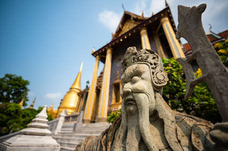 Chinese granite stone statue that ever used as weight balancer in a liner ballast a century ago  in Wat Prakaew Bangkok Thailand in Wat Prakaew Bangkok Thailandのeditorial素材