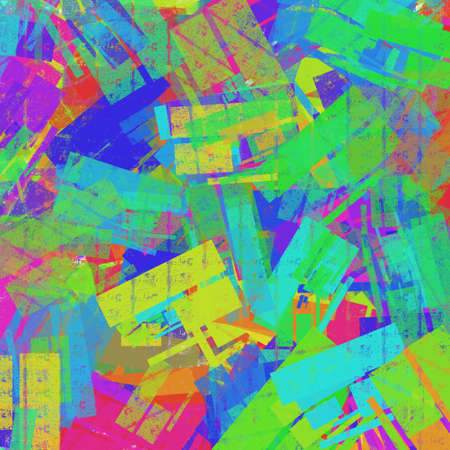 Messy colorful rectangle grunge pop art backgroundの写真素材
