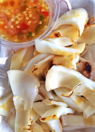 Grilled squid with seafood sauce