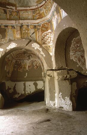 under ground church in cappadociaの写真素材