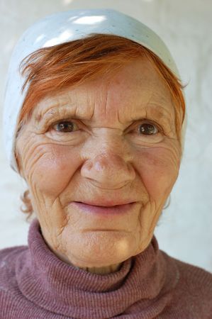 Close up portrait .Russian woman in her eighties