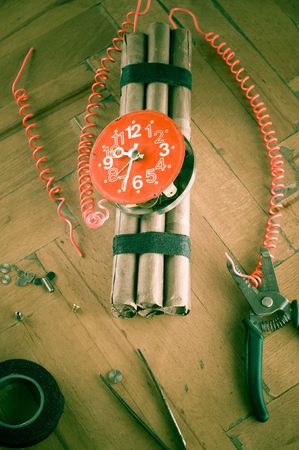 bomb assemble with toolware and dynamiteの写真素材