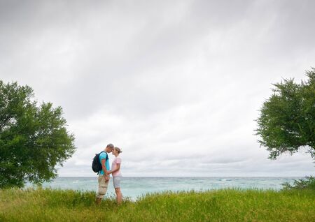 attractive couple at the beachの写真素材