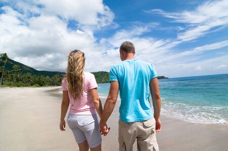couple having fun at seasideの写真素材