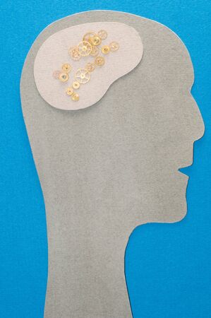 a human head with gearsの写真素材