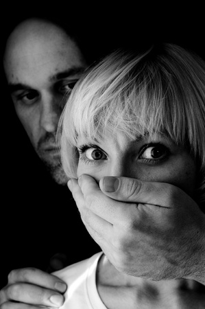 domestic violence black and whiteの写真素材