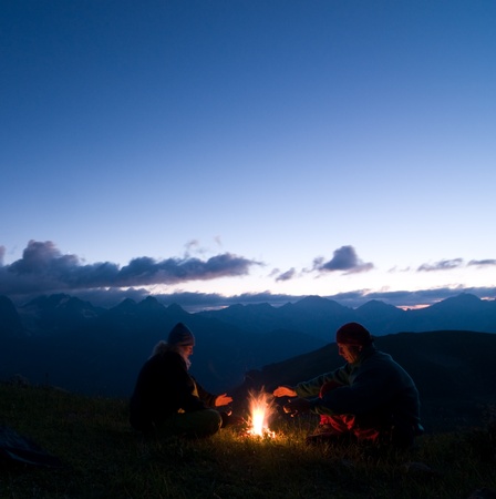 couple hiking  in the wildernessの写真素材
