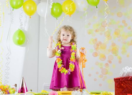 little girl at her birthdayの写真素材