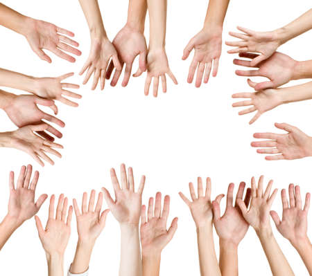 human hands isolated on whiteの写真素材