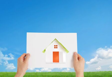 new home with idyllic backgroundの写真素材