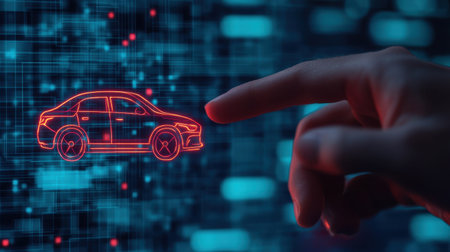 Digital Interaction with Futuristic Car Design in Virtual Environment Representing Technology and Innovation in Automotive Industryの素材