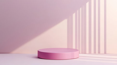 Soft Pink Display Platform with Shadows and Lines Creating a Minimalist Aesthetic for Product Presentation and Creative Showcases in Modern Designの素材